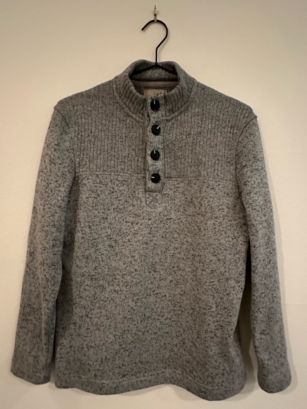 Telluride Clothing Co Gray Marled Cable Ribbed Yoke Henley Sweater Women’s Small